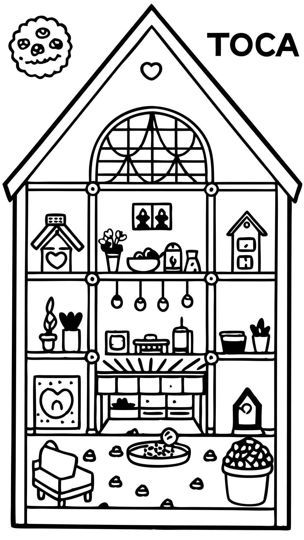 coloriage de maison de poupée en papier toca boca